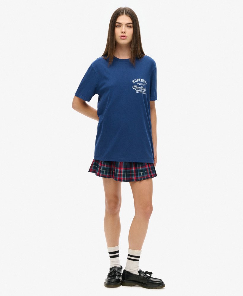 oversized copper label t-shirt met grafische print op de borst in pilot mid blue.