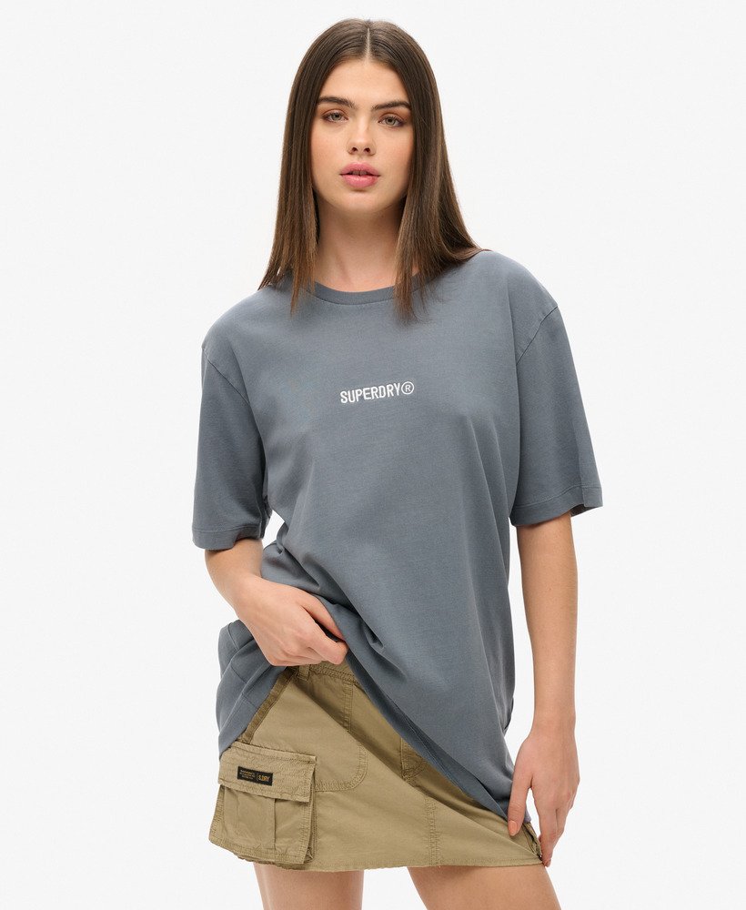 oversized t-shirt met micrologo in stormachtig weerblauw.