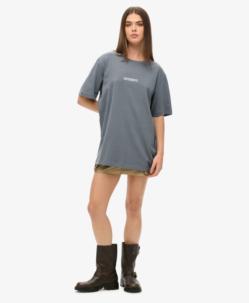 oversized t-shirt met micrologo in stormachtig weerblauw.