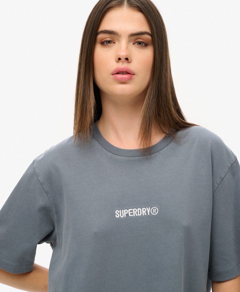 oversized t-shirt met micrologo in stormachtig weerblauw.