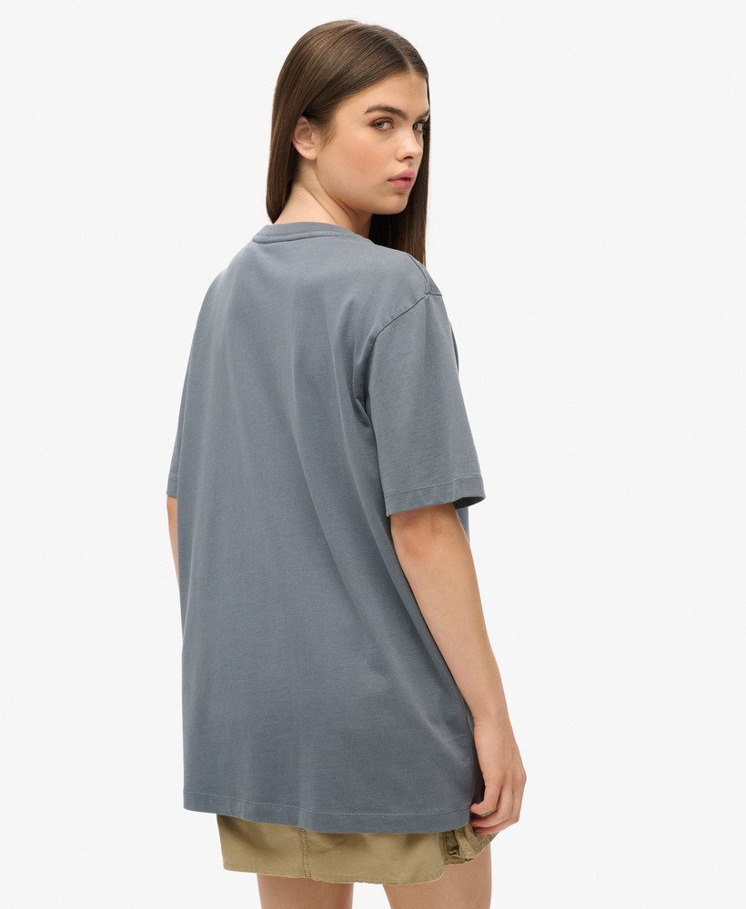 oversized t-shirt met micrologo in stormachtig weerblauw.