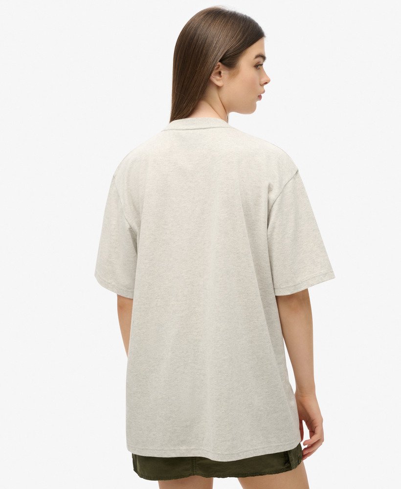 oversized t-shirt met reisansichtkaartprint in gletsjergrijs gemêleerd.