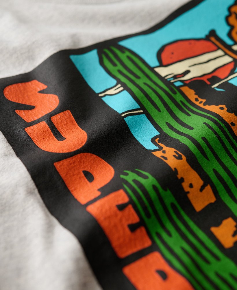 oversized t-shirt met reisansichtkaartprint in gletsjergrijs gemêleerd.
