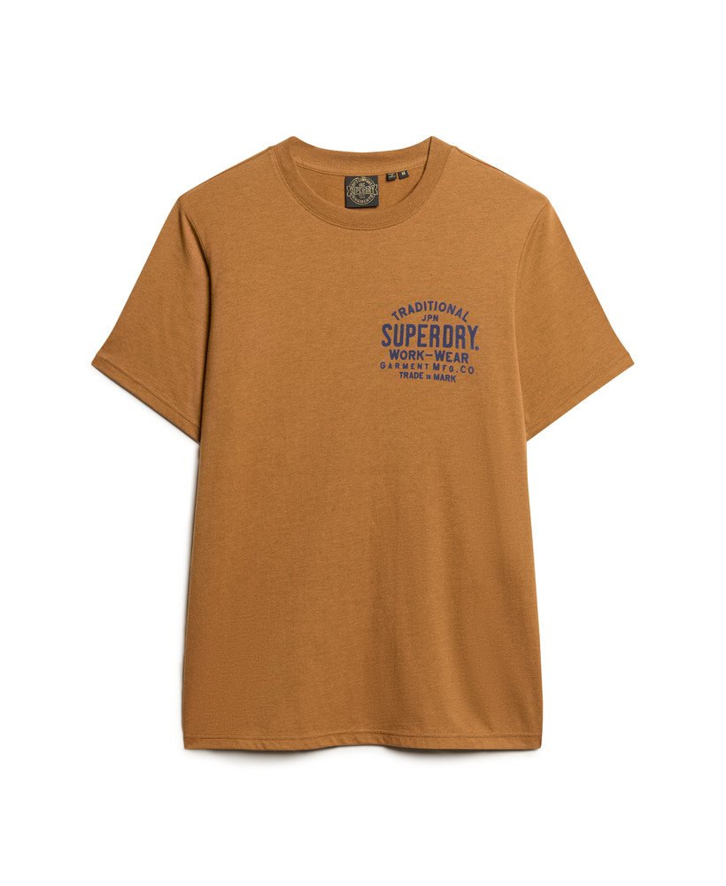 oversized machined goods werkshirt in donker tabaksbruin gemêleerd
