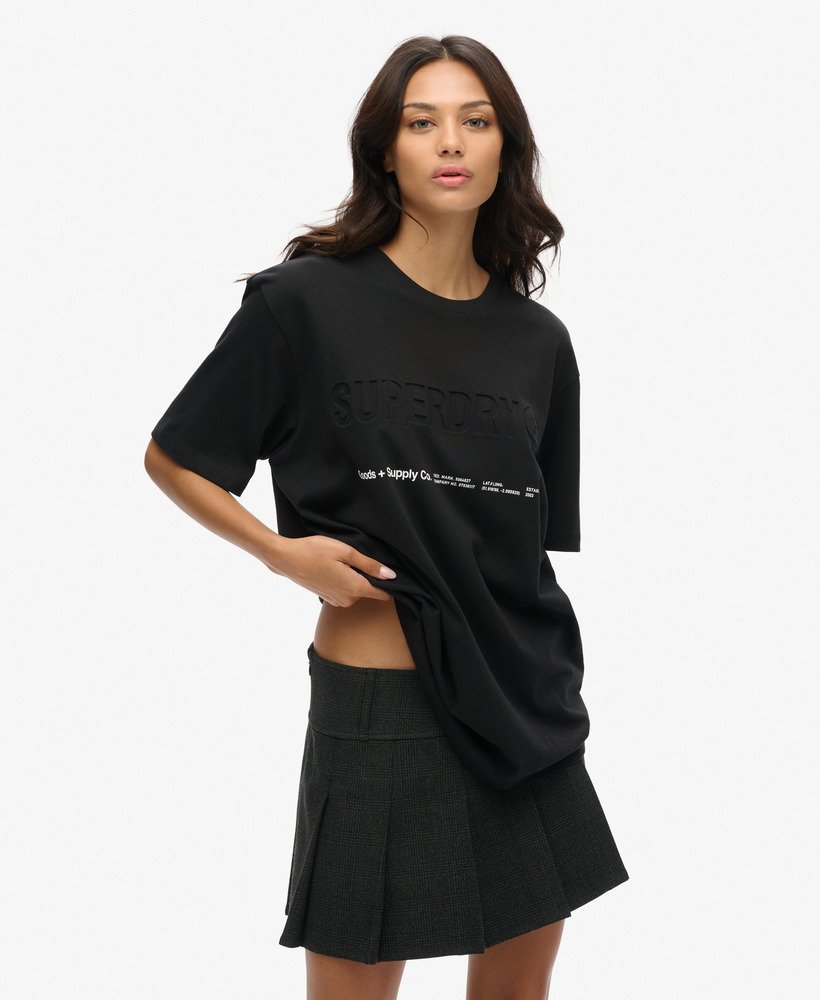 oversized utility sport logo t-shirt in zwart