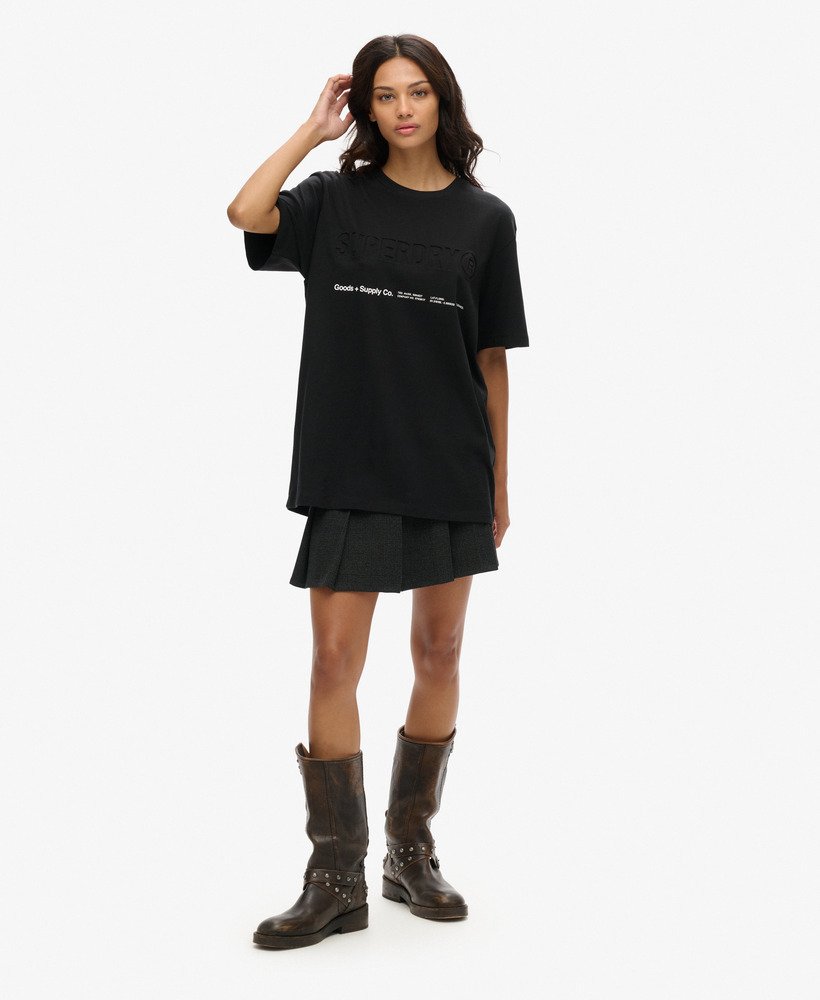 oversized utility sport logo t-shirt in zwart