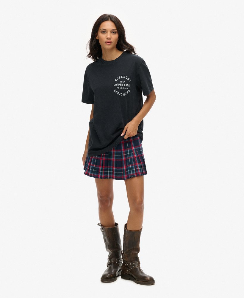 oversized copper label t-shirt met grafische print op de borst in gitzwart.
