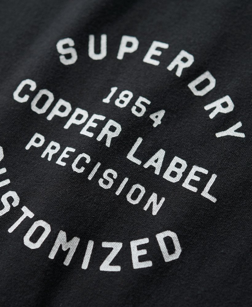 oversized copper label t-shirt met grafische print op de borst in gitzwart.