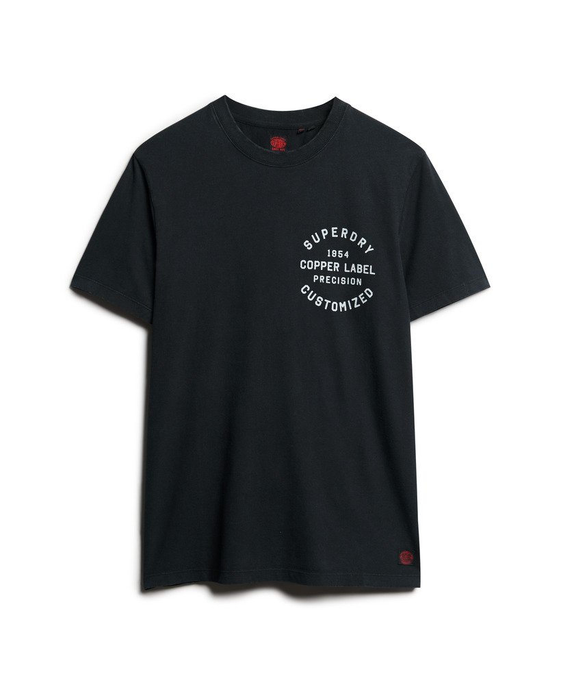 oversized copper label t-shirt met grafische print op de borst in gitzwart.