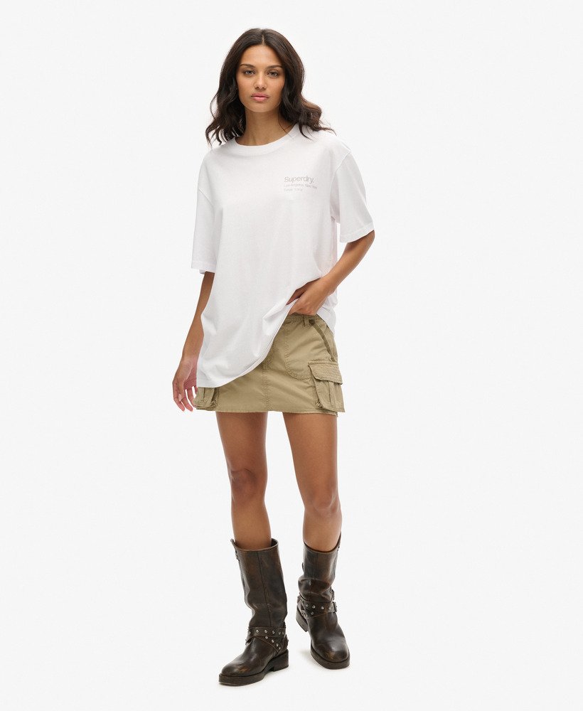 oversized t-shirt met core-logo en stadsopdruk in stralend wit.