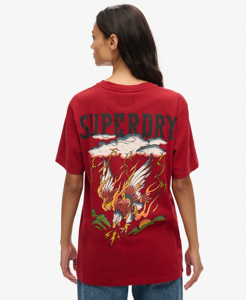 oversized t-shirt met tattoo-print in wijnrood.