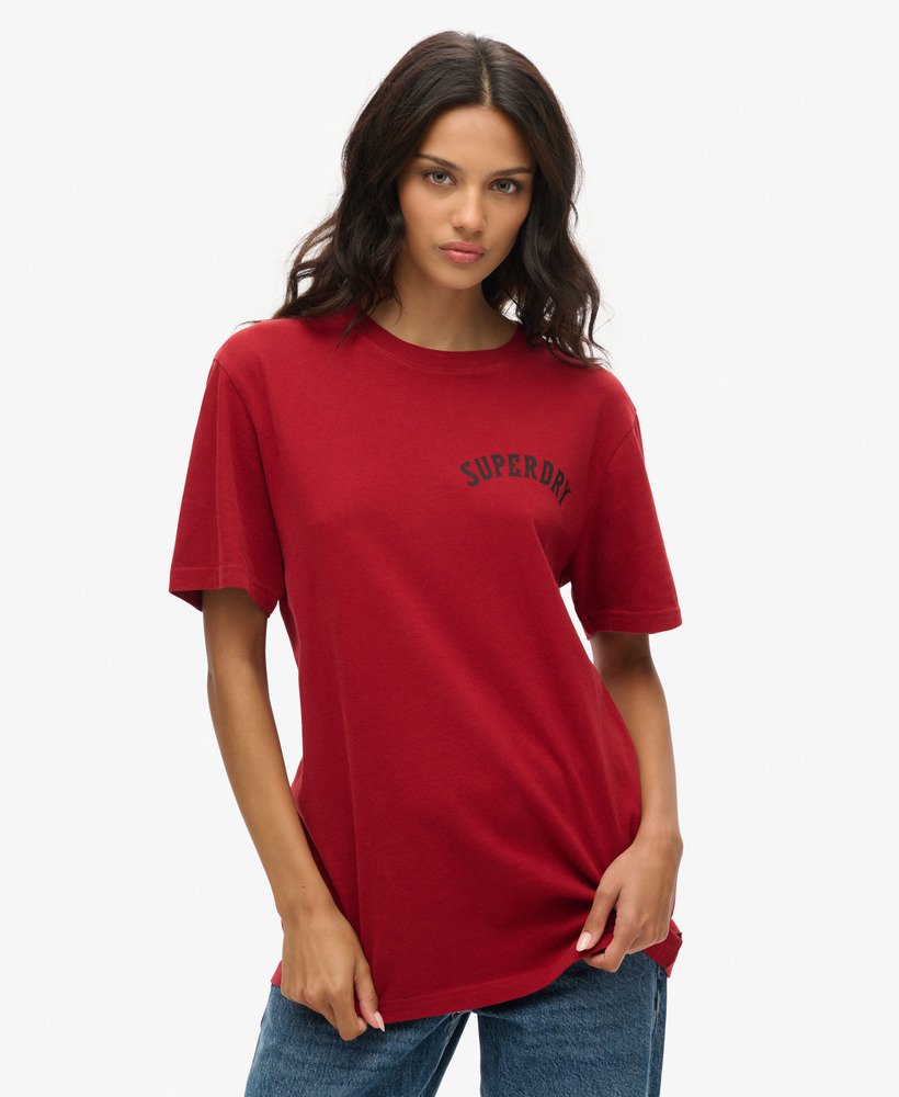 oversized t-shirt met tattoo-print in wijnrood.