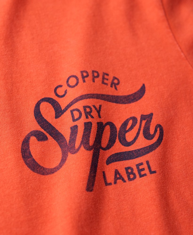 oversized copper label t-shirt met grafische print op de borst in denim co roestoranje