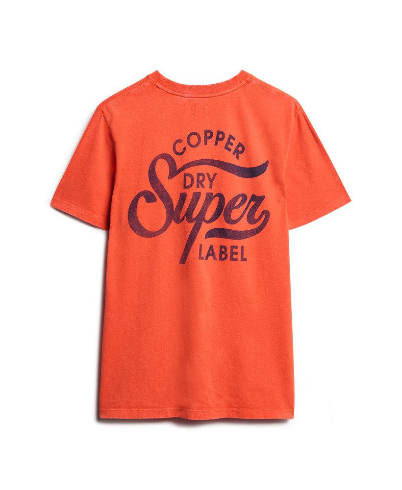oversized copper label t-shirt met grafische print op de borst in denim co roestoranje