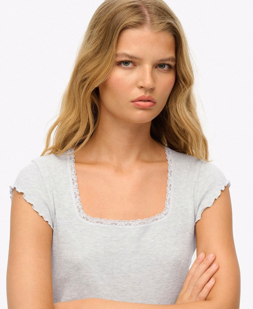 Essentieel T-shirt met vierkante hals en korte mouwen