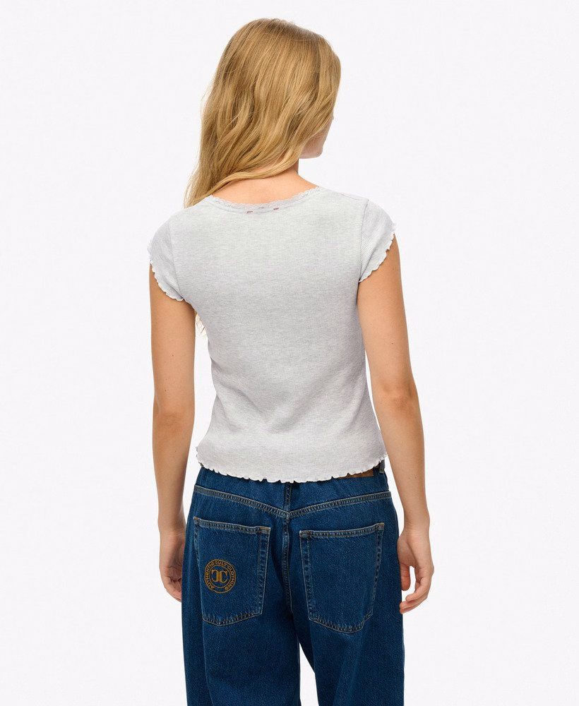Essentieel T-shirt met vierkante hals en korte mouwen