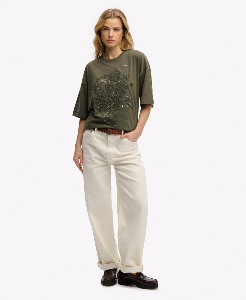 Oversized T-shirt met tattoo-versiering