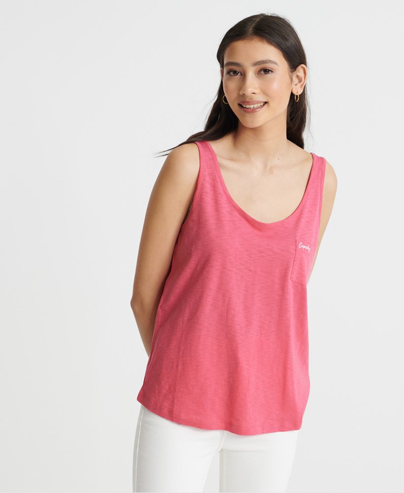 essentiële tanktop van biologisch katoen in corduroy roze.