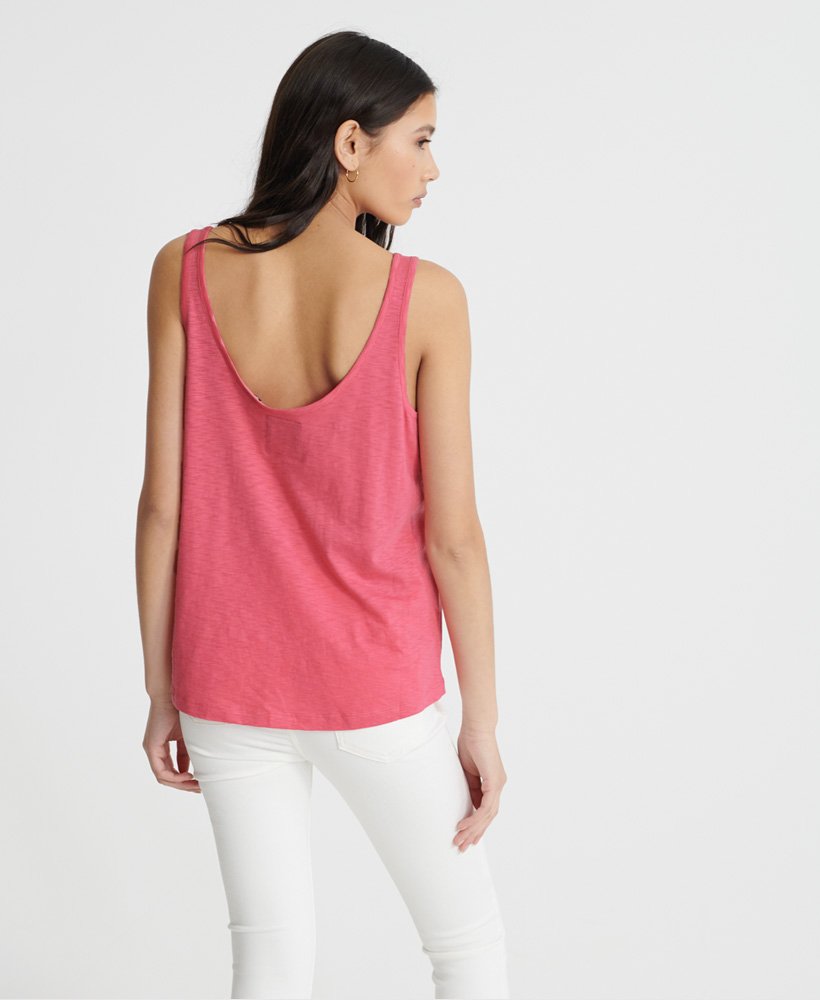 essentiële tanktop van biologisch katoen in corduroy roze.