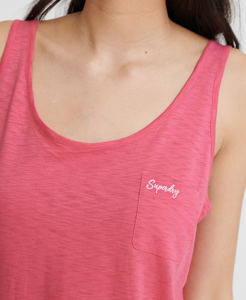 essentiële tanktop van biologisch katoen in corduroy roze.