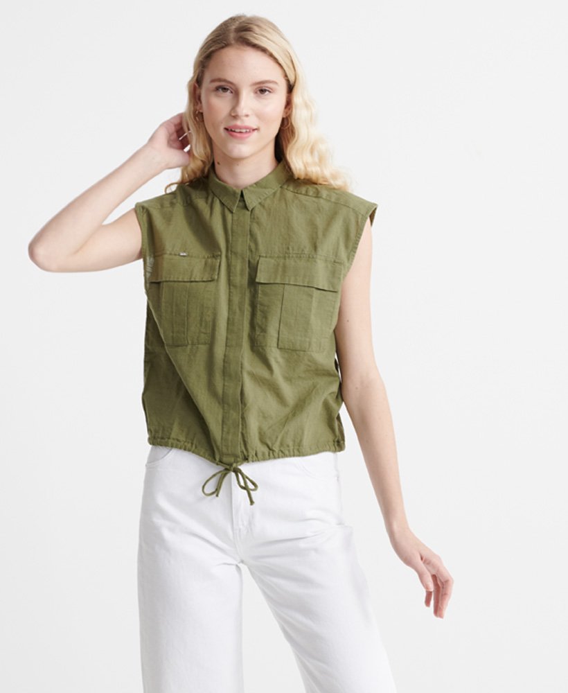 mouwloos militair overhemd in capulet olive