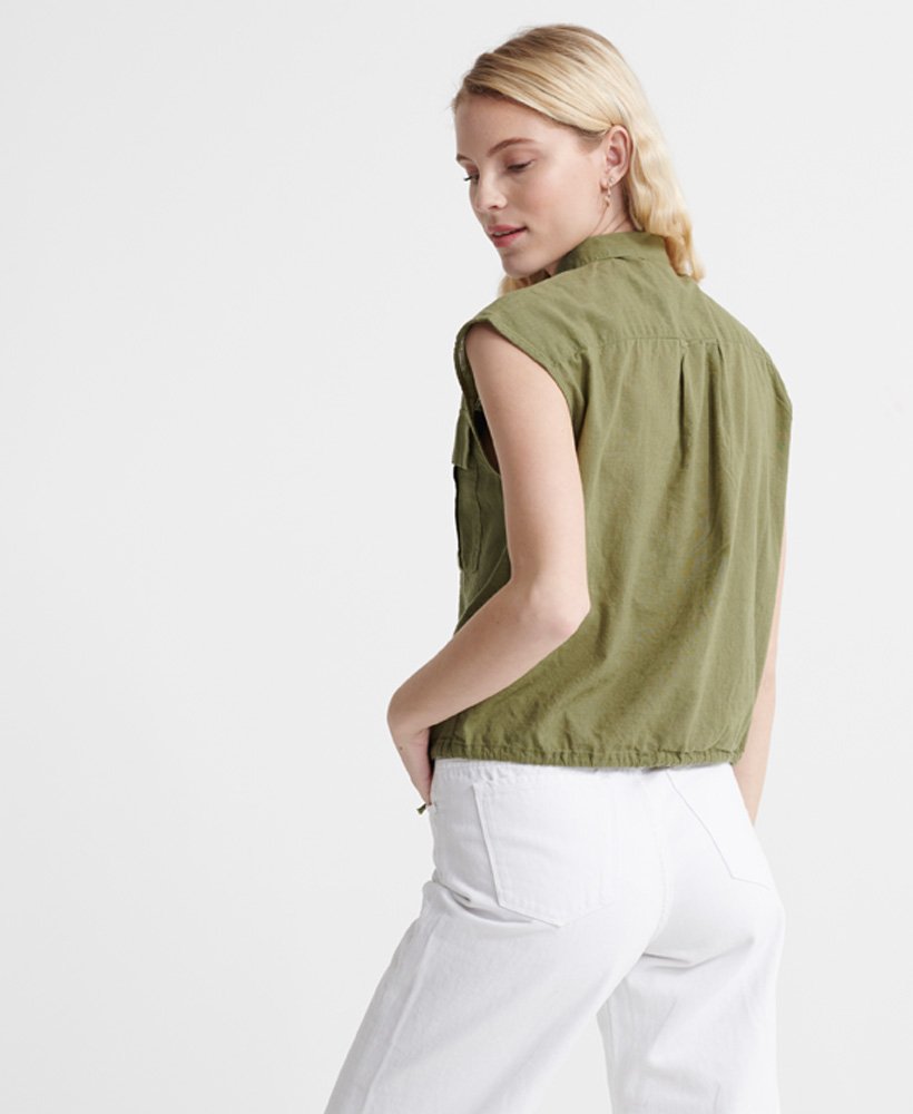 mouwloos militair overhemd in capulet olive