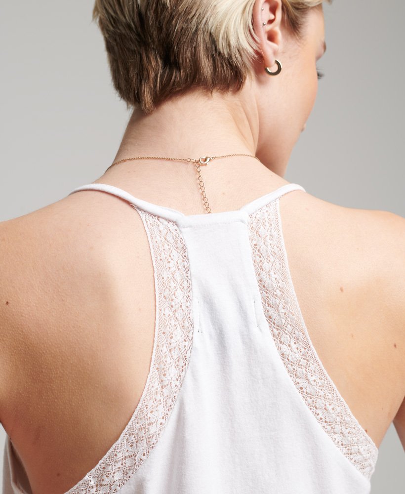 biologische katoenen kanten camisole top in optic