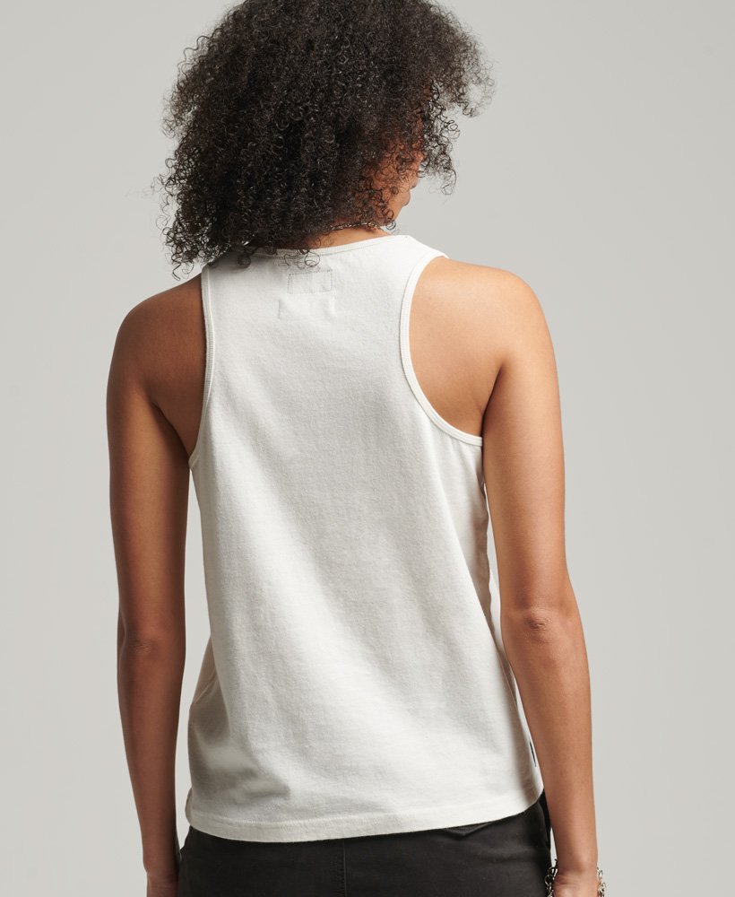 vintage logo vesttop met tekstprint in ecru