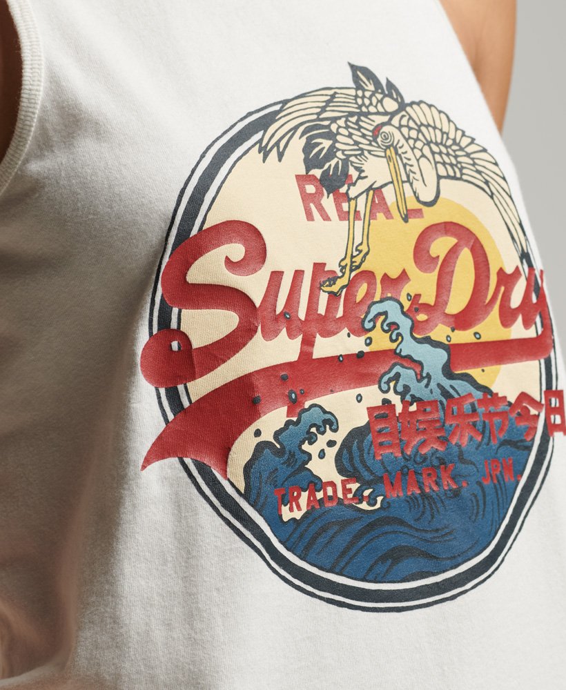 vintage logo vesttop met tekstprint in ecru