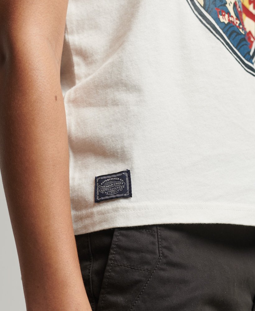 vintage logo vesttop met tekstprint in ecru