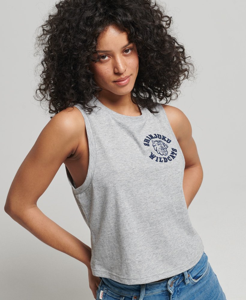 vintage tanktop in sportief grijs gemêleerd model.