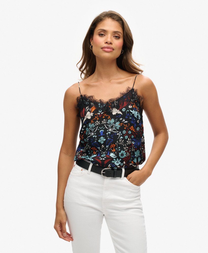 cami top met wimperprint in erin-stijl.