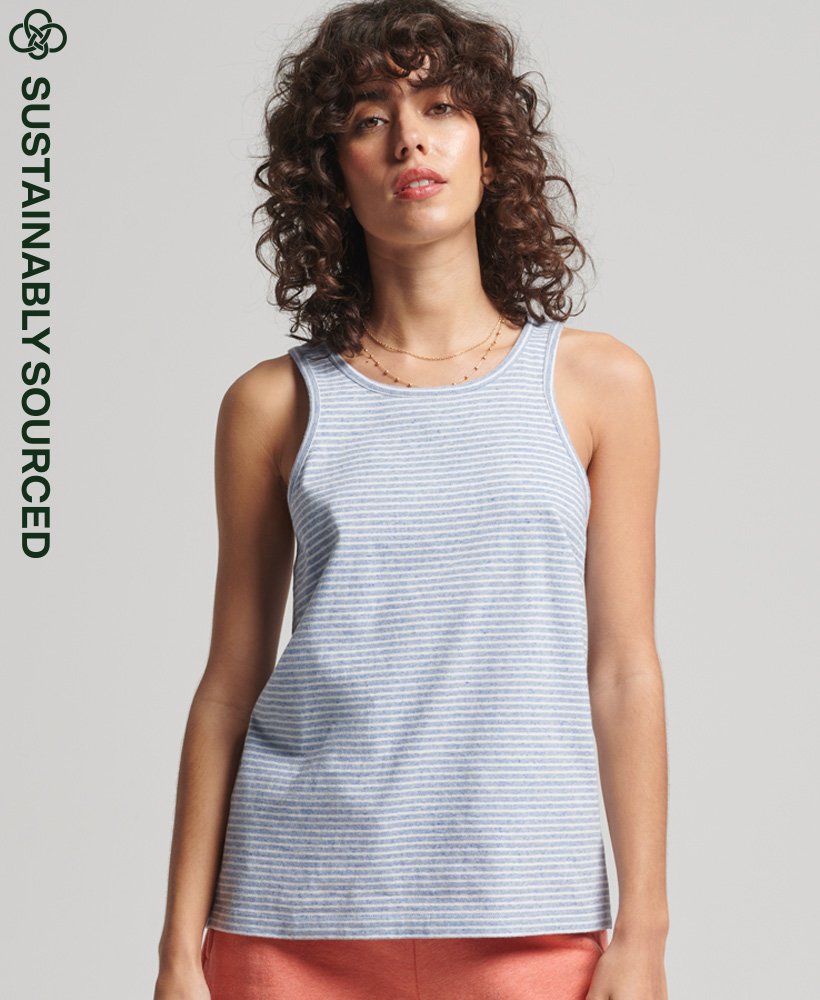 vintage vest van biologisch katoen met logostrepen in la blue marlrodeo white
