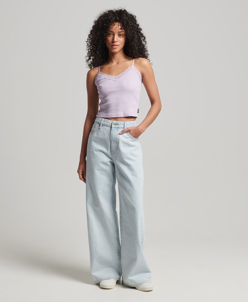 vintage mini ribkanten camisole top in palmviolet