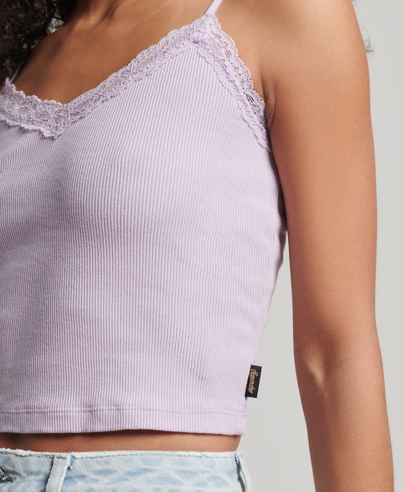 vintage mini ribkanten camisole top in palmviolet