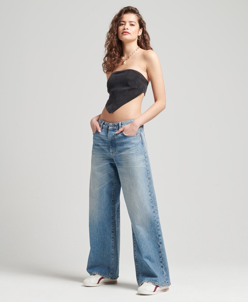 vintage bandana off-shoulder top in zwart