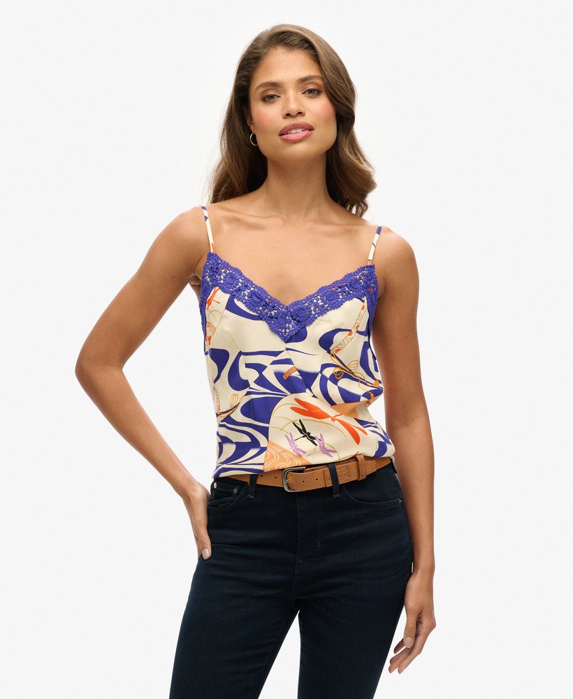 cami top in ryusuiniuchiw crèmekleurige print
