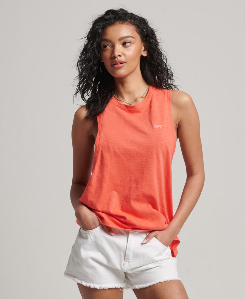vintage surf tanktop in zonsondergangoranje
