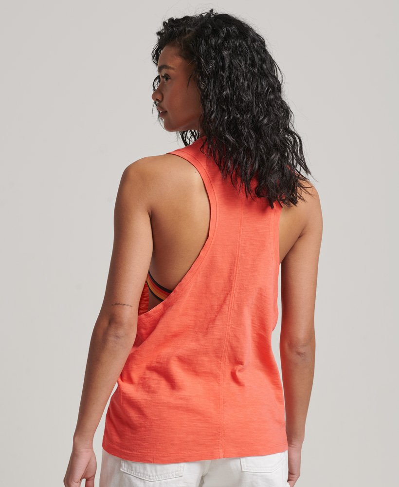 vintage surf tanktop in zonsondergangoranje