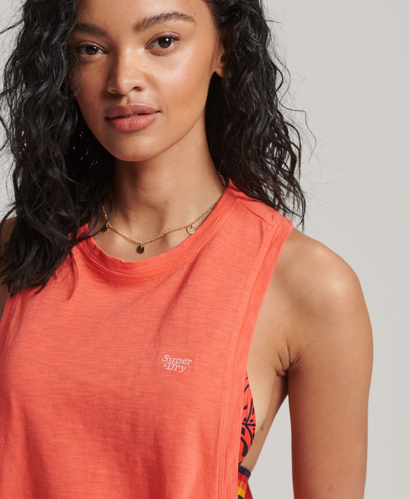 vintage surf tanktop in zonsondergangoranje