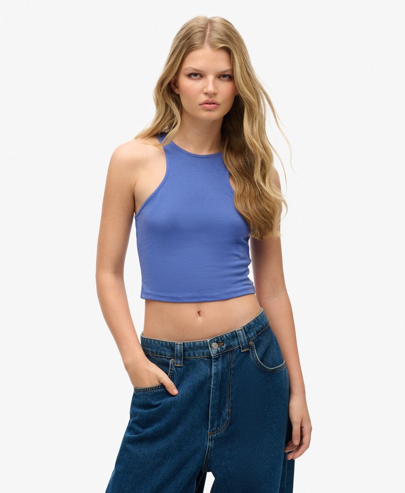 studios jersey racer tanktop in kobaltblauw