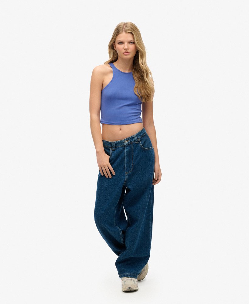 studios jersey racer tanktop in kobaltblauw