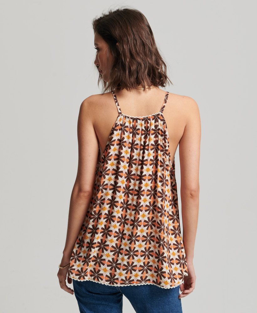 halter strandtopje met tegelprint