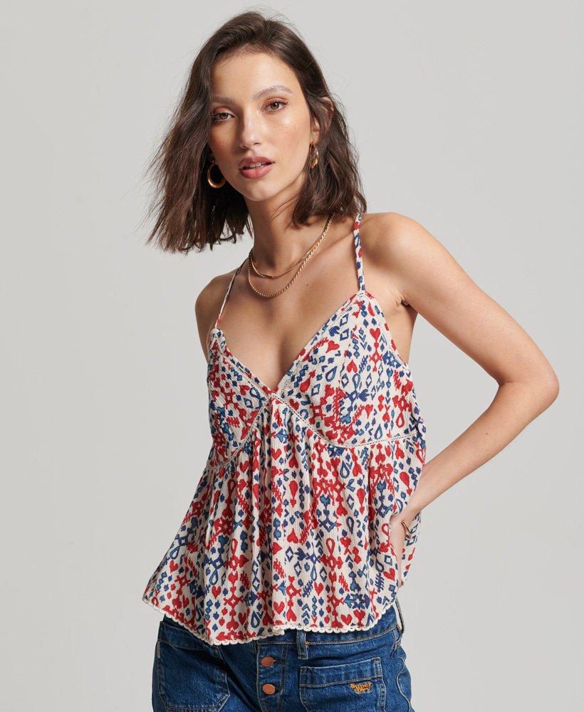 gelaagde camitop in love ikat-rood