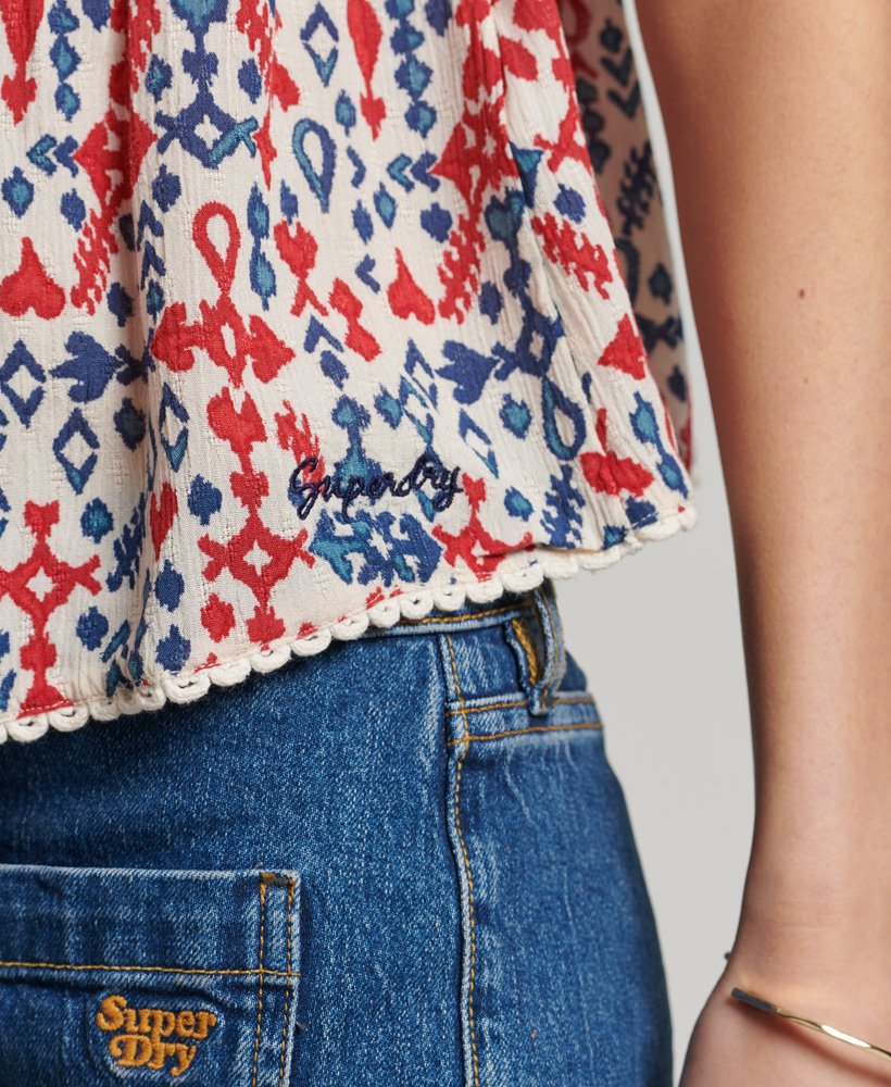 gelaagde camitop in love ikat-rood