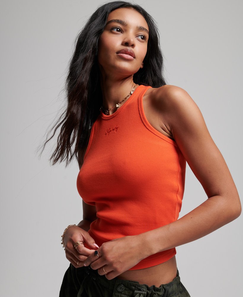 essentiële tanktop in fel oranje