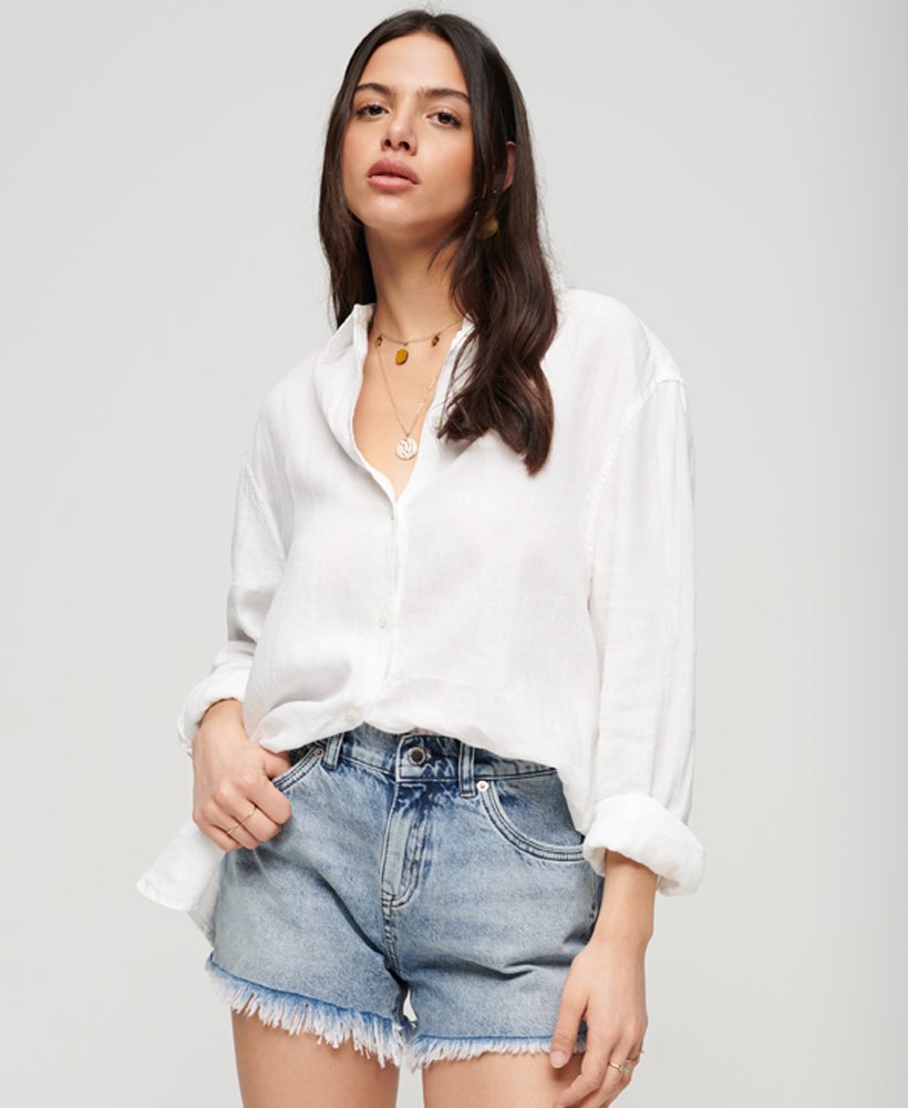 casual linnen boyfriend-shirt in optic