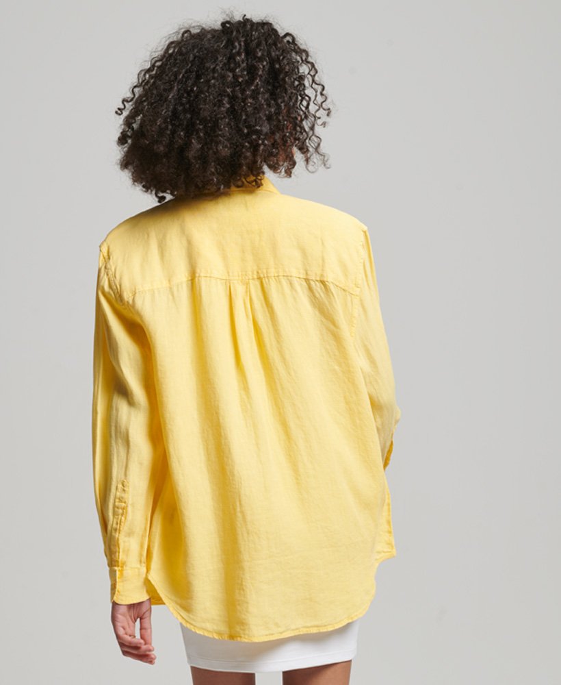 casual linnen boyfriend-shirt in mimosa-oranje