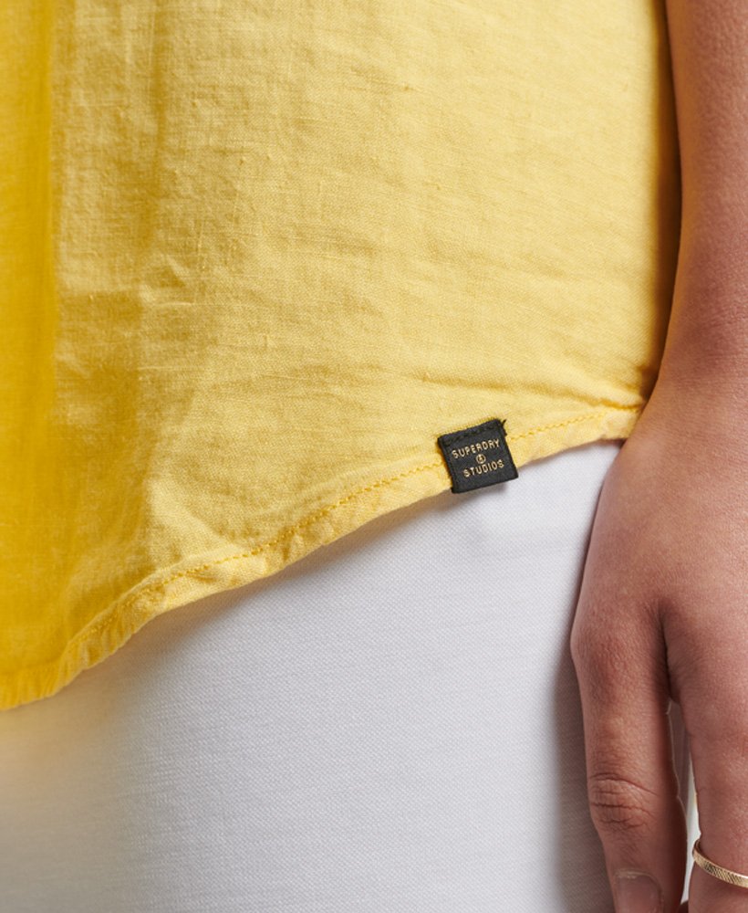 casual linnen boyfriend-shirt in mimosa-oranje