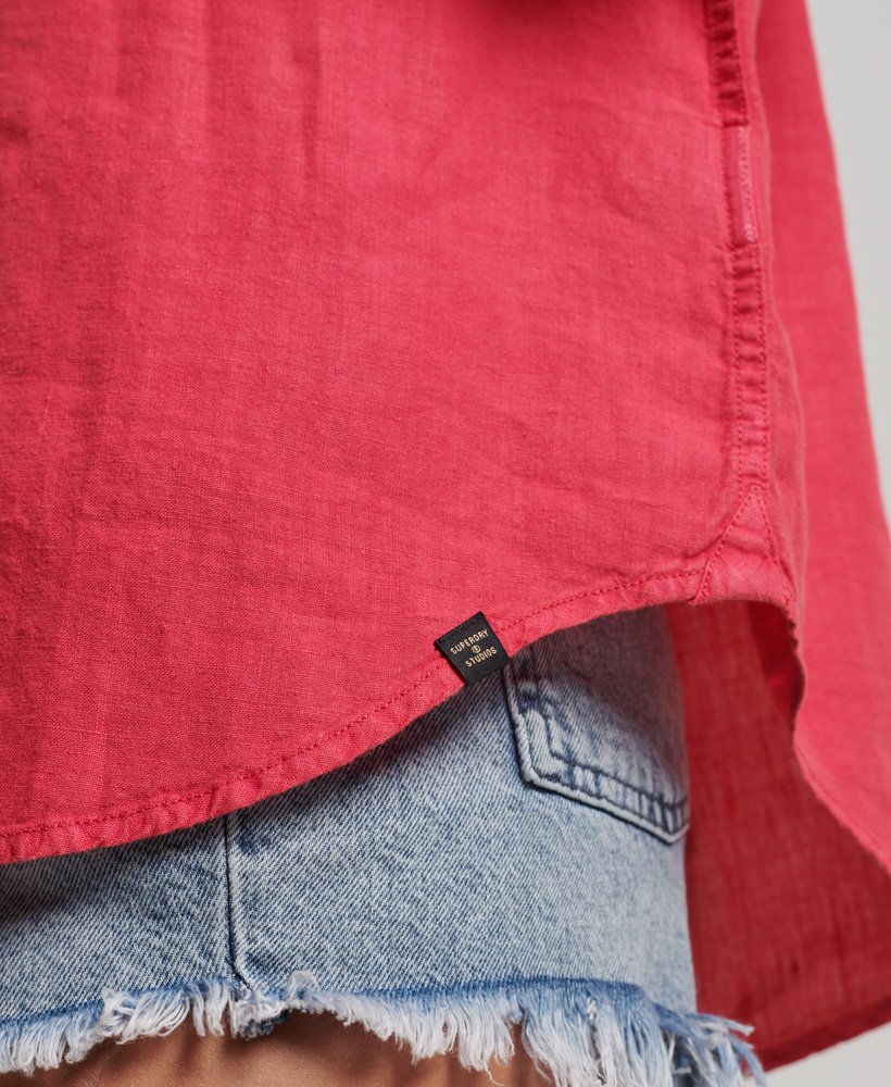 casual linnen boyfriend-shirt in frambozenroze